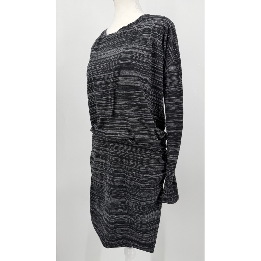 Athleta Womens Space Dye Long Sleeve Blouson Ruched Knit Dress Black White Small